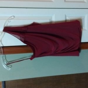 White House black market one shoulder silky burgundy top
